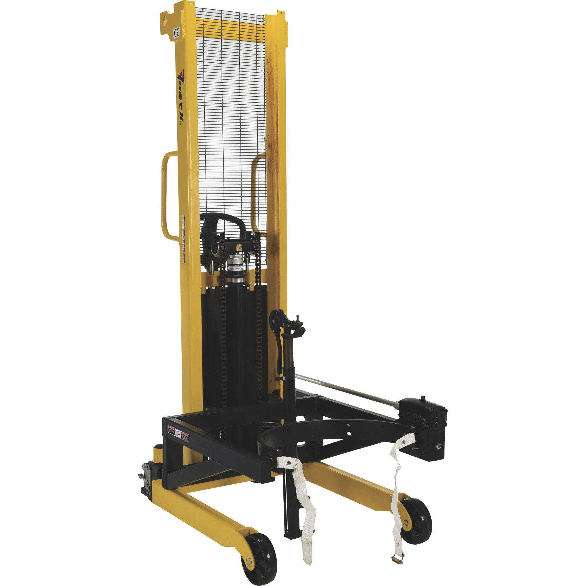 Vestil Portable Drum Lifter/Positioner - 550-Lb. Capacity, 67in. Max Lift Height, Hand Pump, Steel, Model# DRUM-LRT